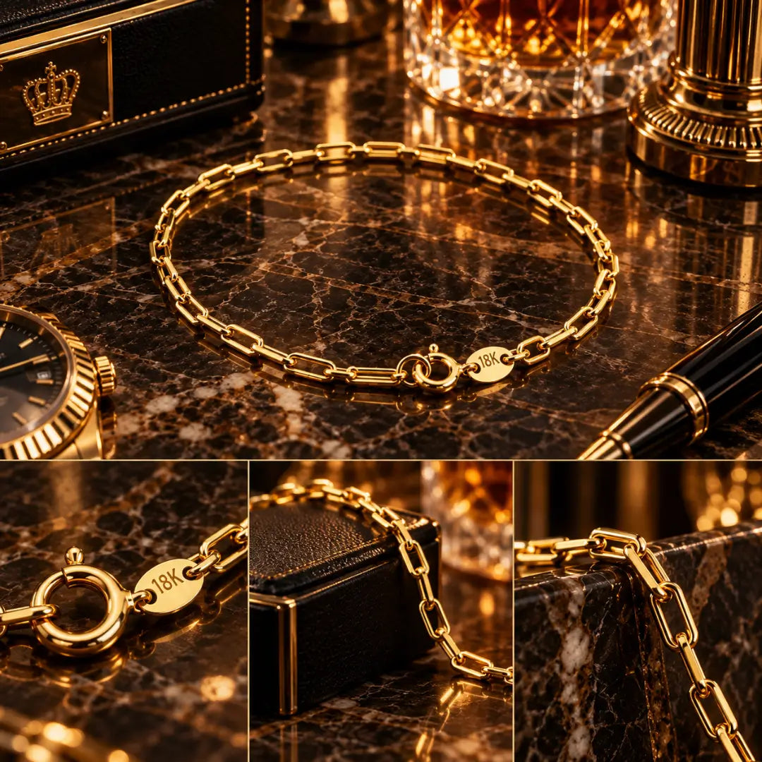 Fecho redondo da pulseira Cartier masculina com marcação 18K