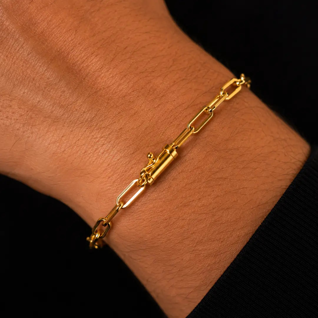 Pulseira Masculina Cartie 4,5mm Banhada a ouro 18k Fecho Canhão Com Trava