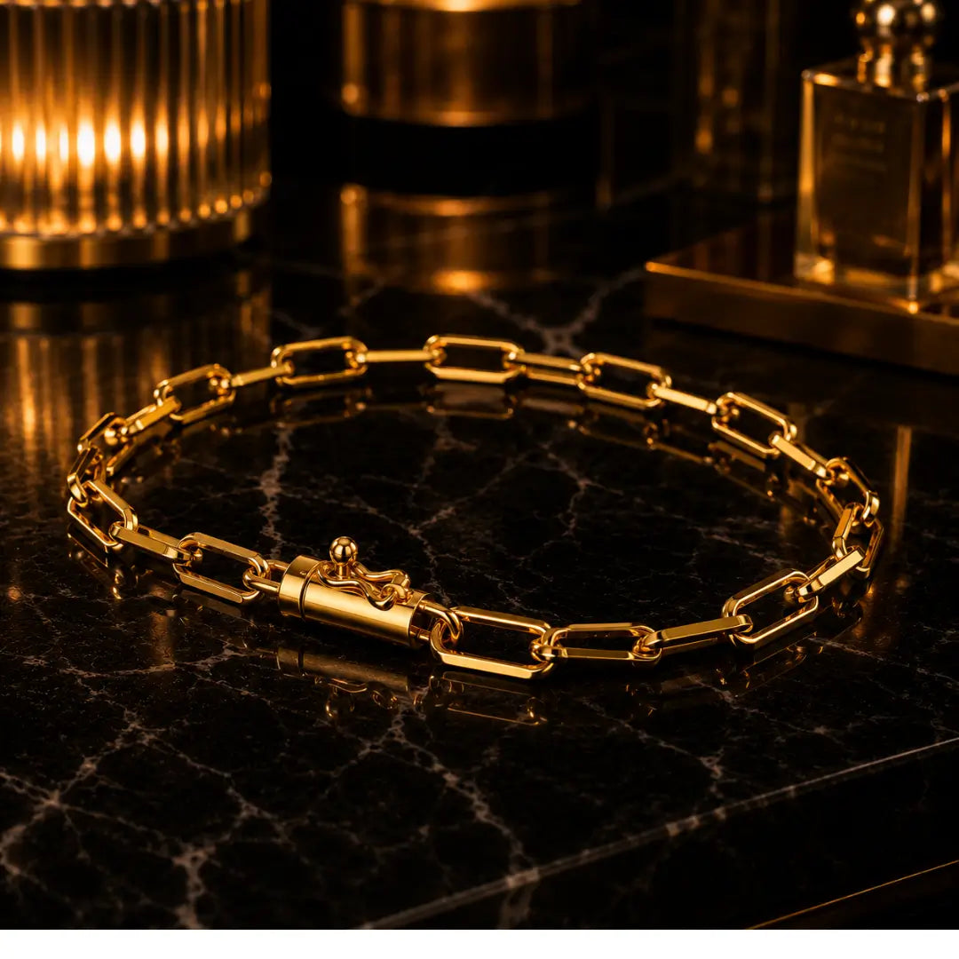 Pulseira Masculina Cartie 4,5mm Banhada a ouro 18k Fecho Canhão Com Trava