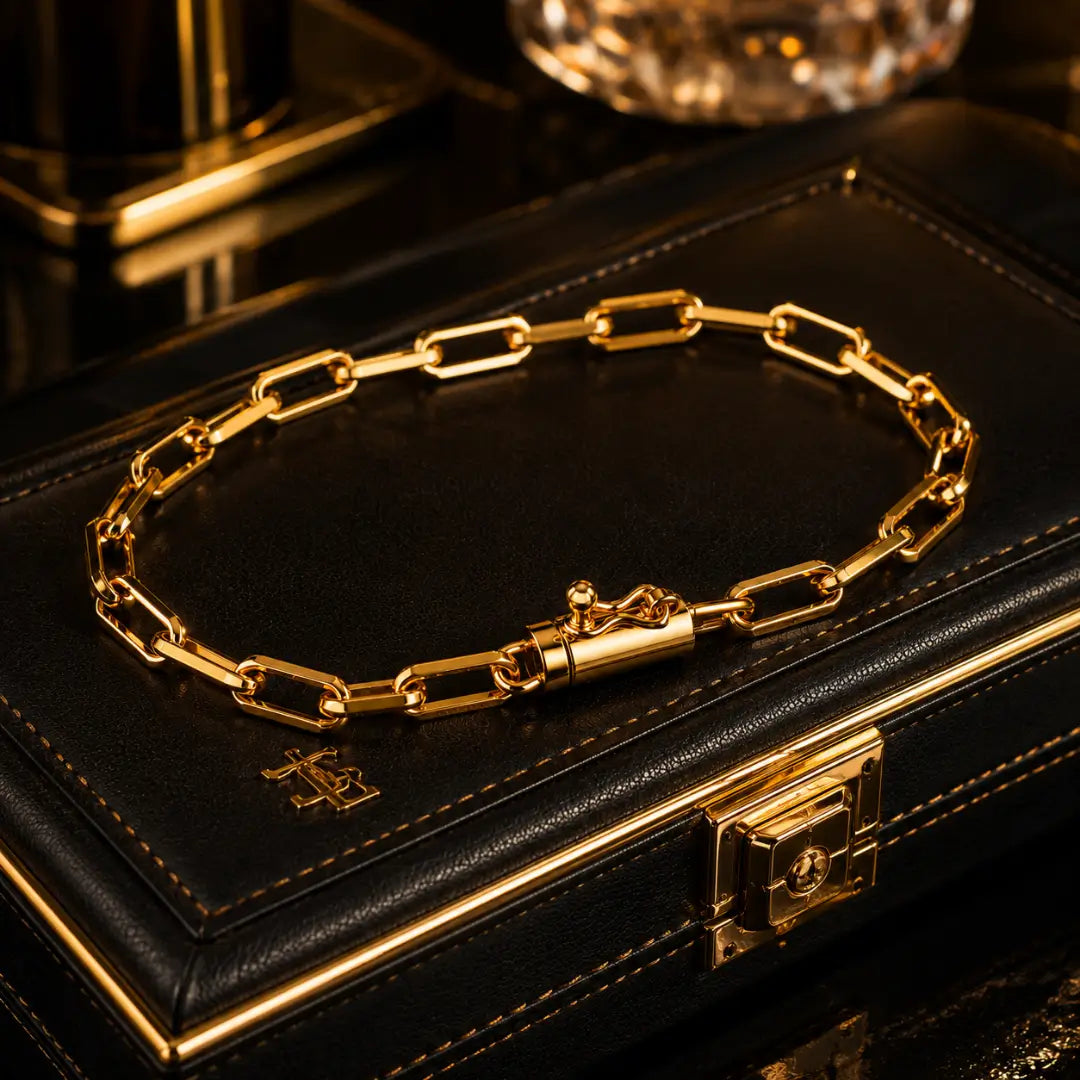 Pulseira Masculina Cartie 4,5mm Banhada a ouro 18k Fecho Canhão Com Trava