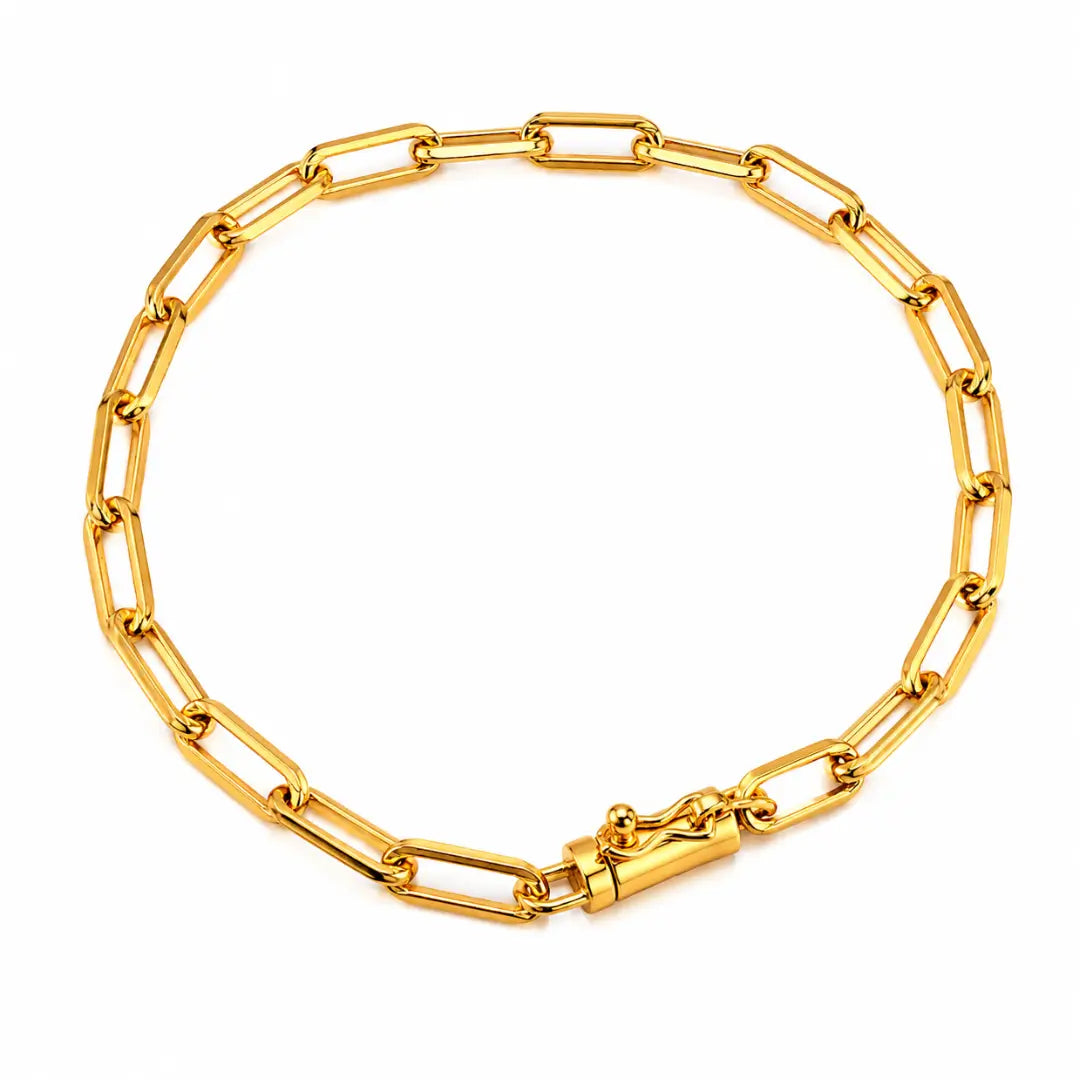Pulseira Masculina Cartie 4,5mm Banhada a ouro 18k Fecho Canhão Com Trava
