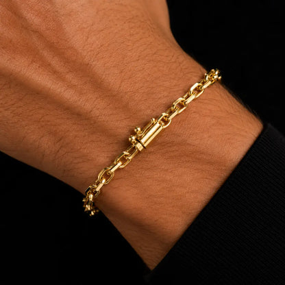 Pulseira Masculina Cartie Cadeado com Fecho Canhão Banhada a Ouro 18k Bracelete Masculino