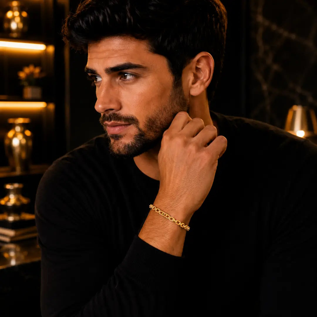 Pulseira Masculina Cartie Cadeado com Fecho Canhão Banhada a Ouro 18k Bracelete Masculino