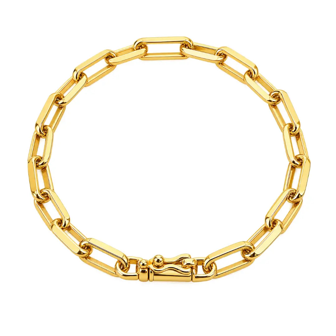 Pulseira masculina Cartier 4,5mm fecho canhão banhada a ouro 18K
