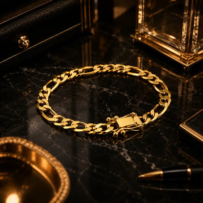 Semijoia Pulseira Masculina com Fecho Gaveta Trava Dupla Ouro 18k
