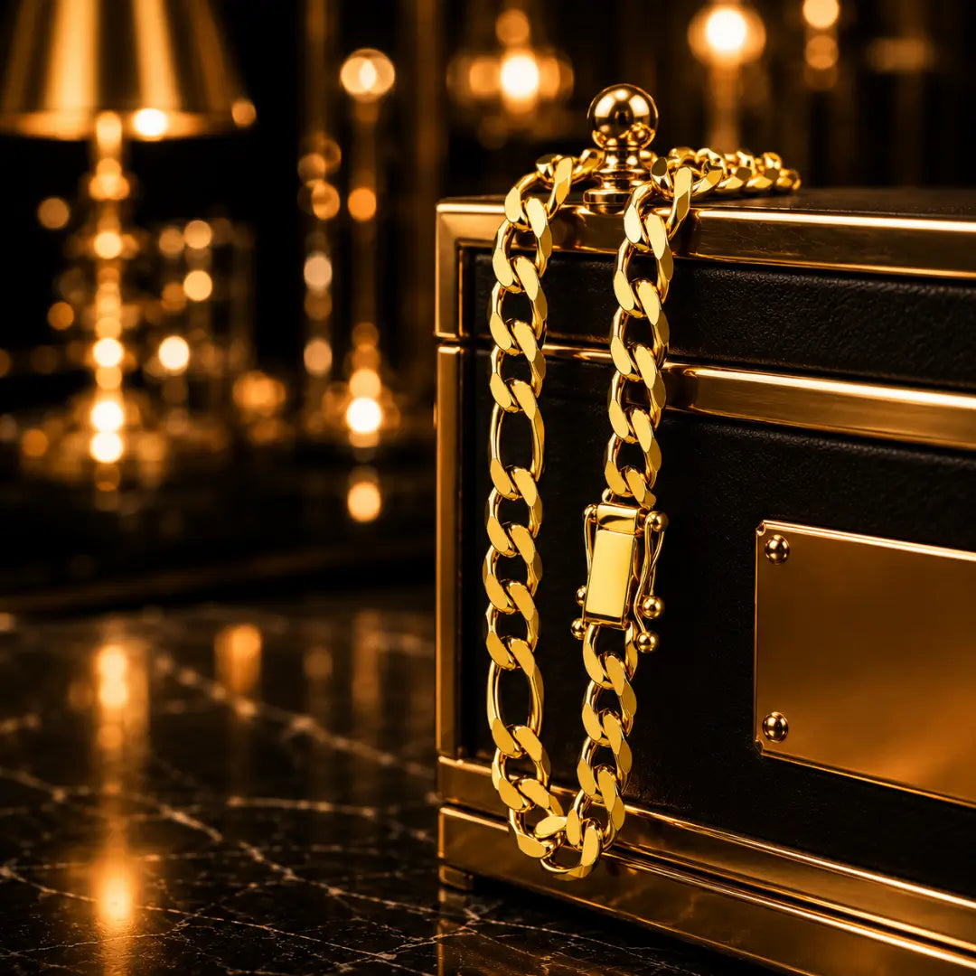 Pulseira Masculina Trava Dupla Gaveta Banhada a Ouro 18k - Acabamento