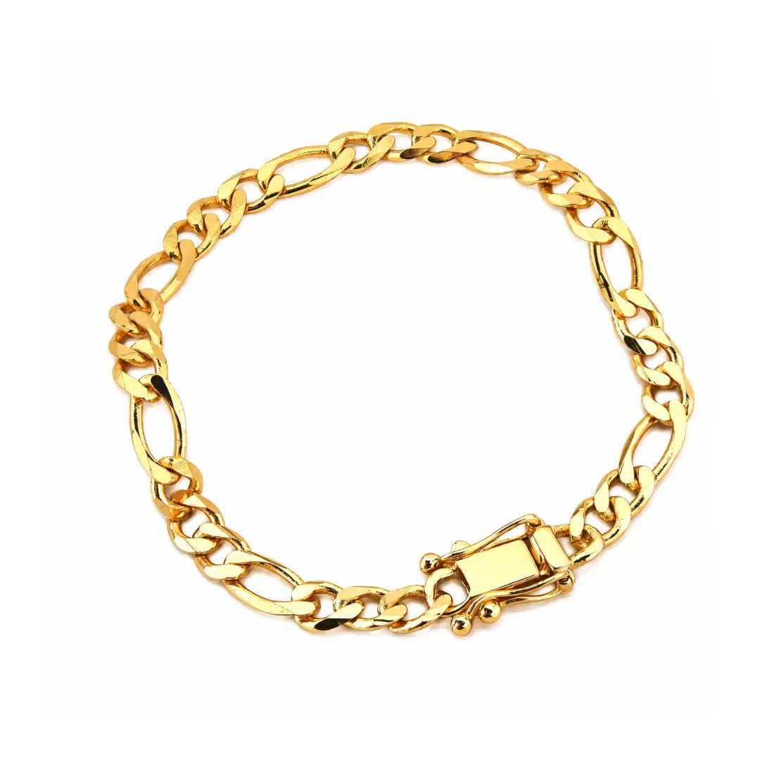 Pulseira Masculina com Fecho Gaveta Trava Dupla Banhada a Ouro 18k - Bravanni