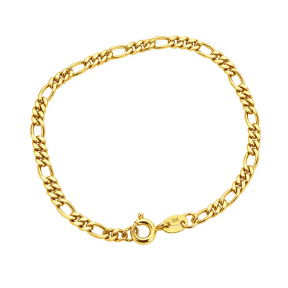 Pulseira masculina 3x1 2,5mm banhada a ouro 18K