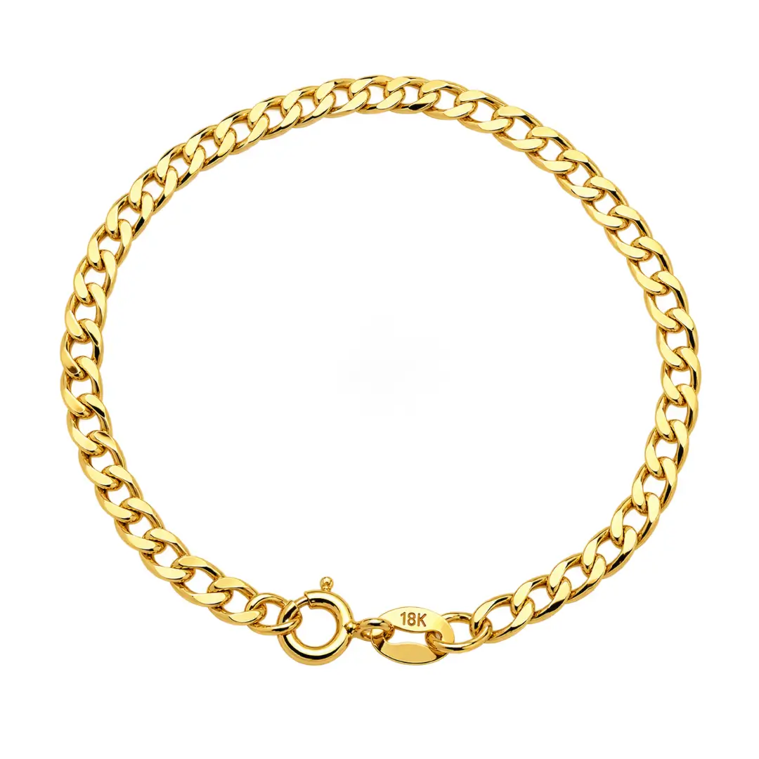 Pulseira masculina Grumet Diamantada 3mm banhada a ouro 18K