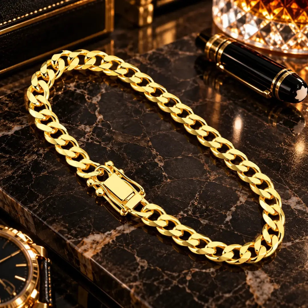 Detalhes dos elos soldados da pulseira Grumet Diamantada 6mm