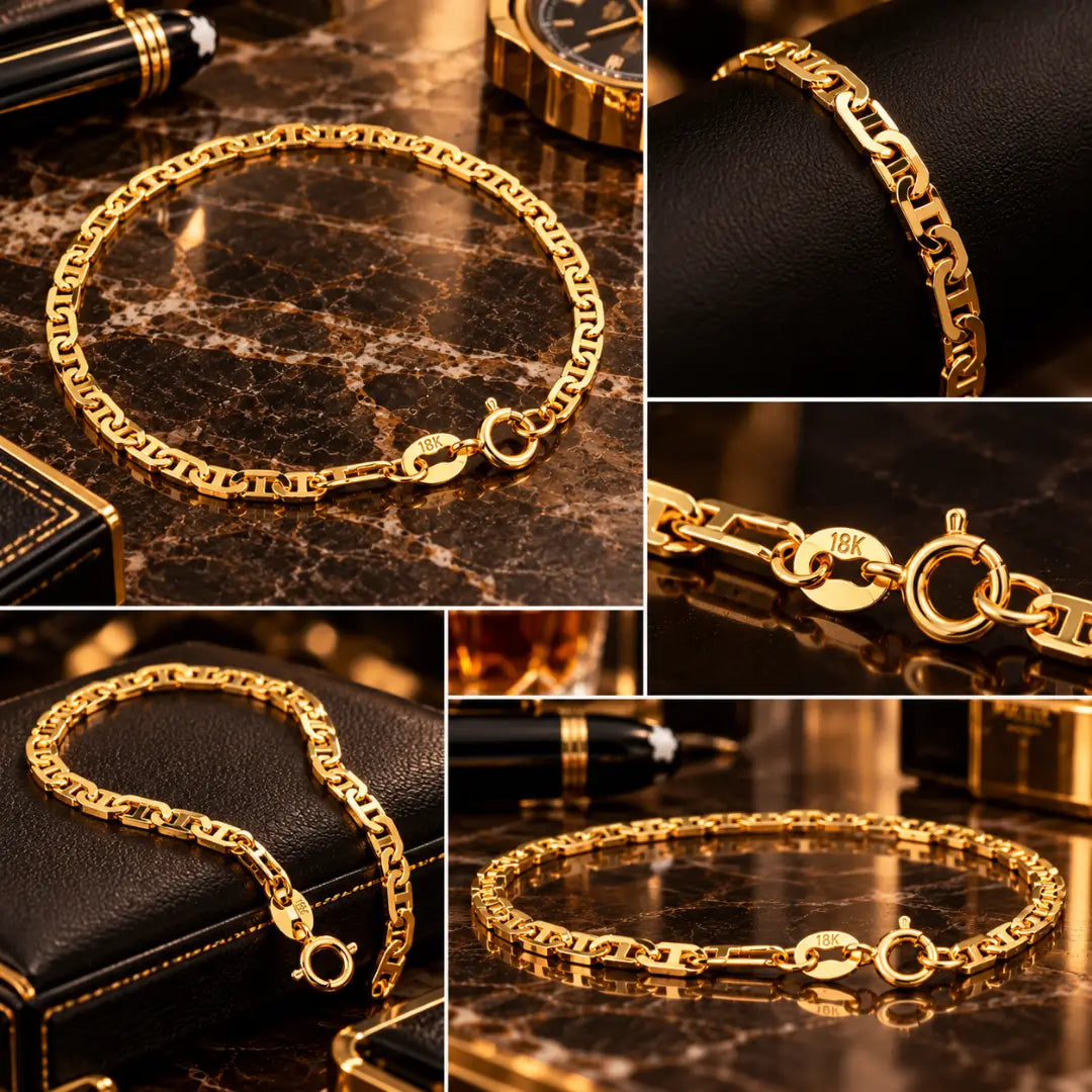 Detalhe da marcação 18K no fecho da pulseira Piastrini