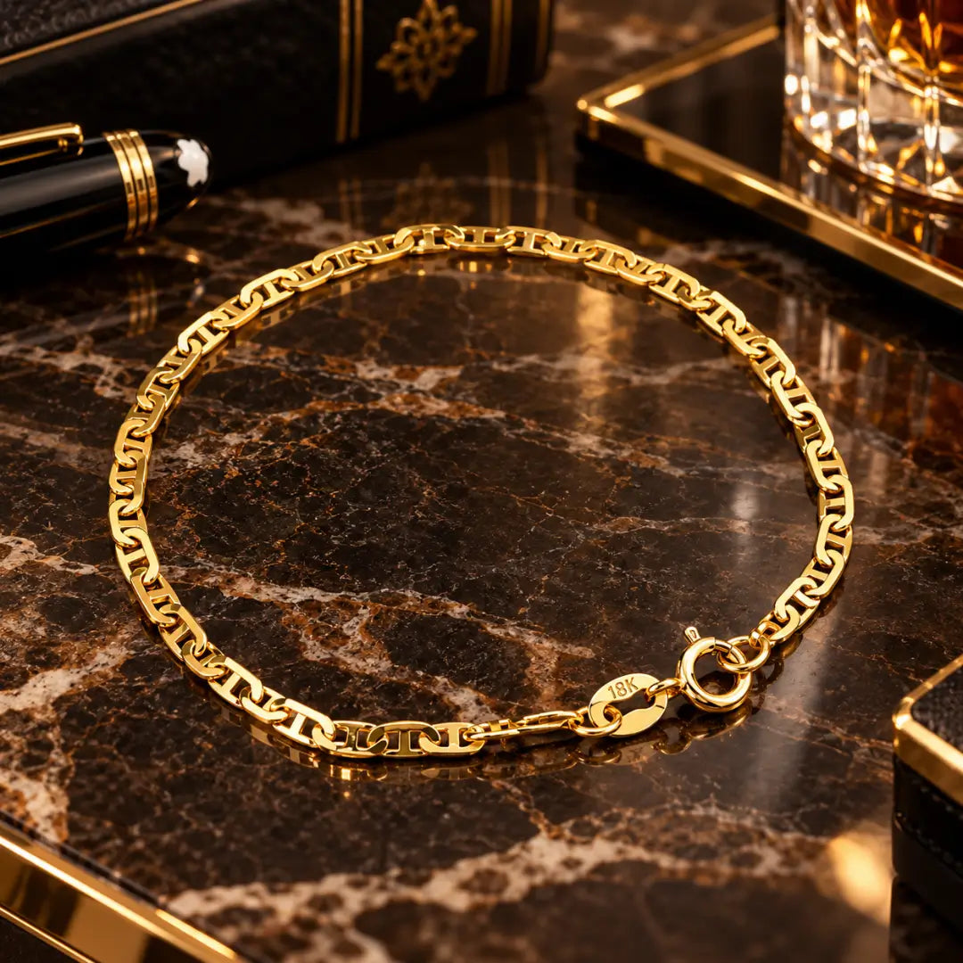 Detalhes dos elos da pulseira masculina Piastrini Diamantada 3mm