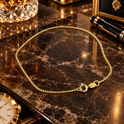 Detalhes dos elos da pulseira masculina Veneziana 1mm