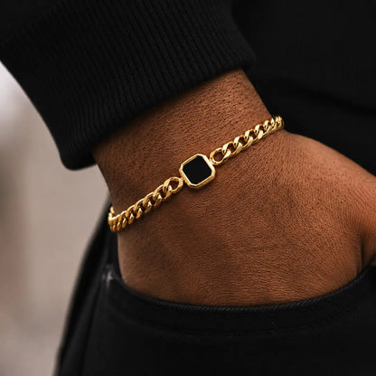 Pulseira masculina de aço inoxidável 5mm no pulso