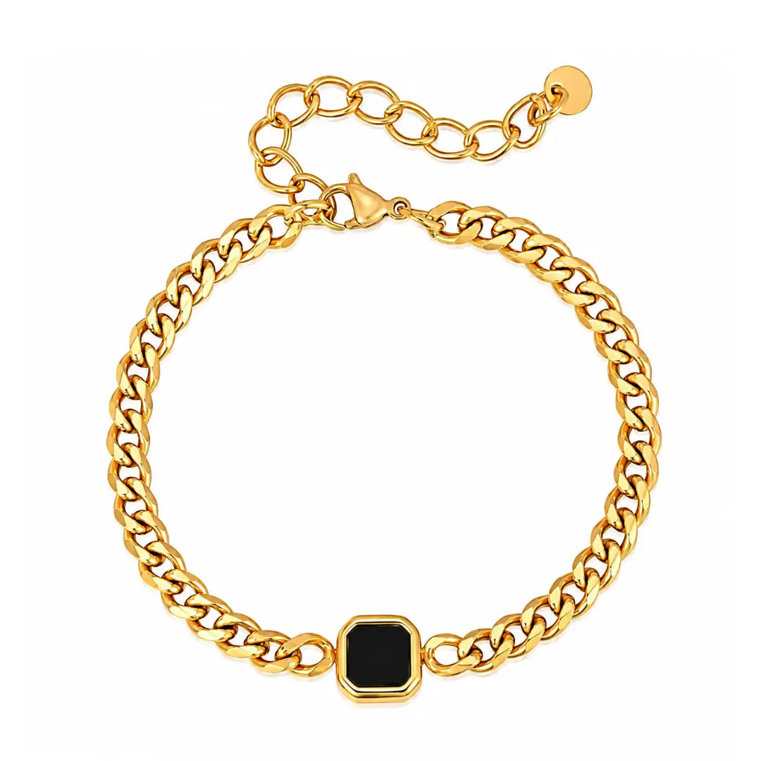 Pulseira masculina corrente cubana de aço inoxidável 5mm Ouro