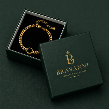 Pulseira masculina corrente cubana Bravanni para presente