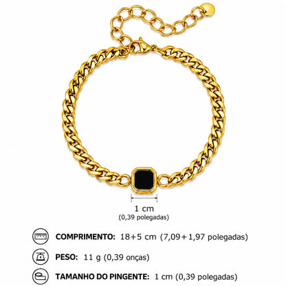 Pulseira masculina corrente cubana de aço inoxidável 5mm Medidas