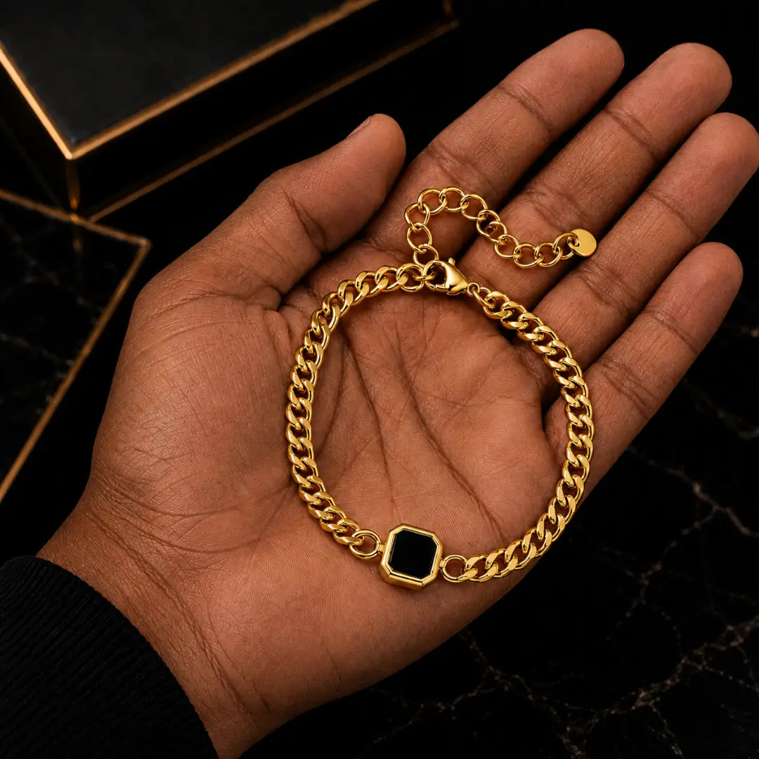 Detalhes da pulseira masculina cubana de aço inoxidável 5mm