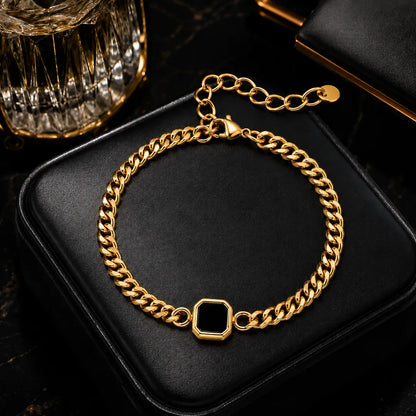 Detalhes da pulseira masculina cubana de aço inoxidável 5mm
