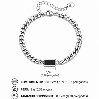 Detalhe em pedra negra da pulseira masculina Bravanni