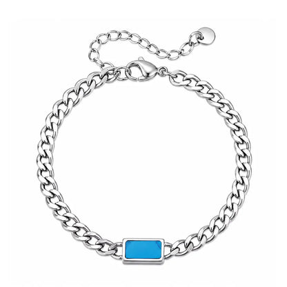 Pulseira masculina corrente cubana com pedra turquesa