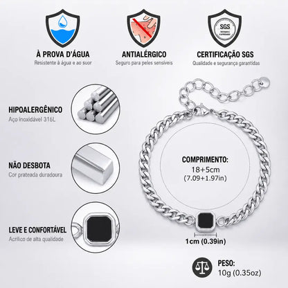 Pulseira masculina corrente cubana de aço inoxidável 5mm prata