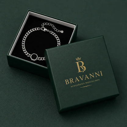 Pulseira masculina corrente cubana Bravanni para presente