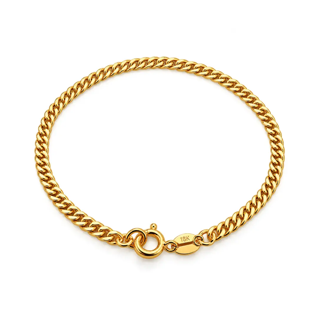 Pulseira masculina Grumet Dupla Lacraia 3mm banhada a ouro 18K