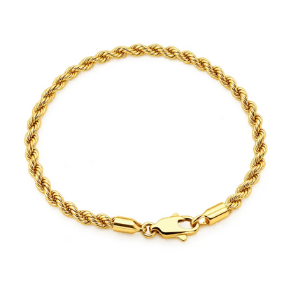 Pulseira masculina Cordão Baiano Trançada 2,5mm banhada a ouro 18K