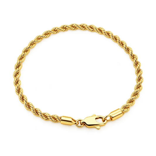 Pulseira masculina Cordão Baiano Trançada 2,5mm banhada a ouro 18K