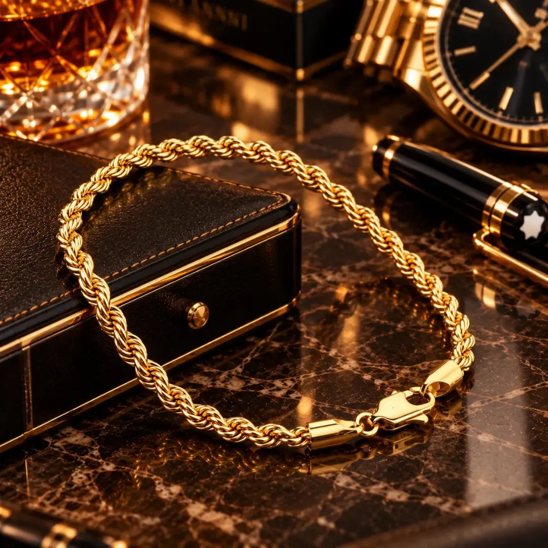 Fecho italiano da pulseira masculina Cordão Baiano dourada
