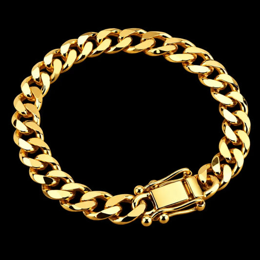Pulseira Masculina Grumet Com Fecho Gaveta Banhada a Ouro 18k